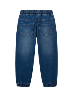 Benetton Kids' Denim Drawstring Joggers, Blue - view 2, Blue