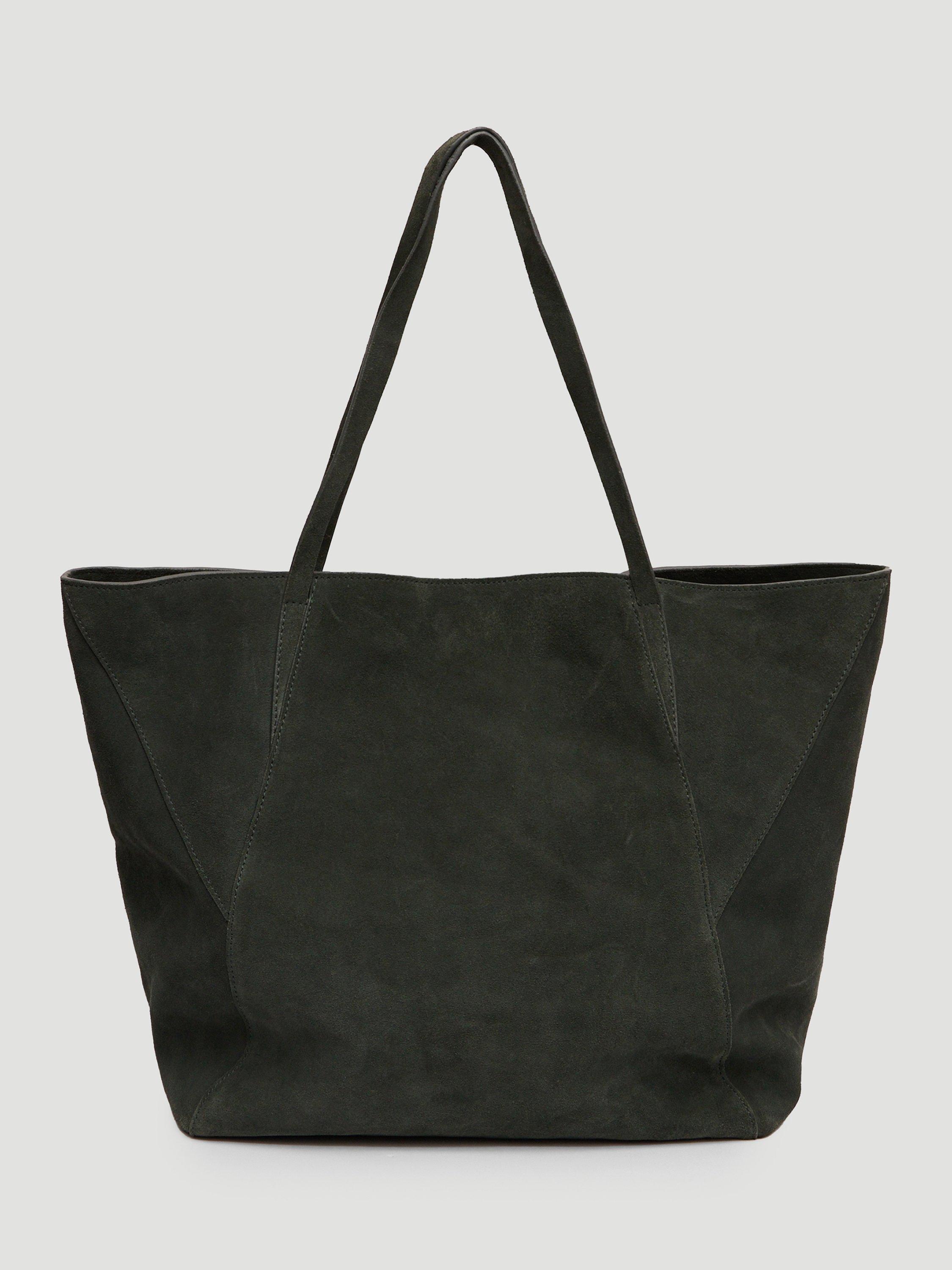 Product image 1 of 6, which shows HUSH Saffie Pure Suede Tote Bag, Green, One Size