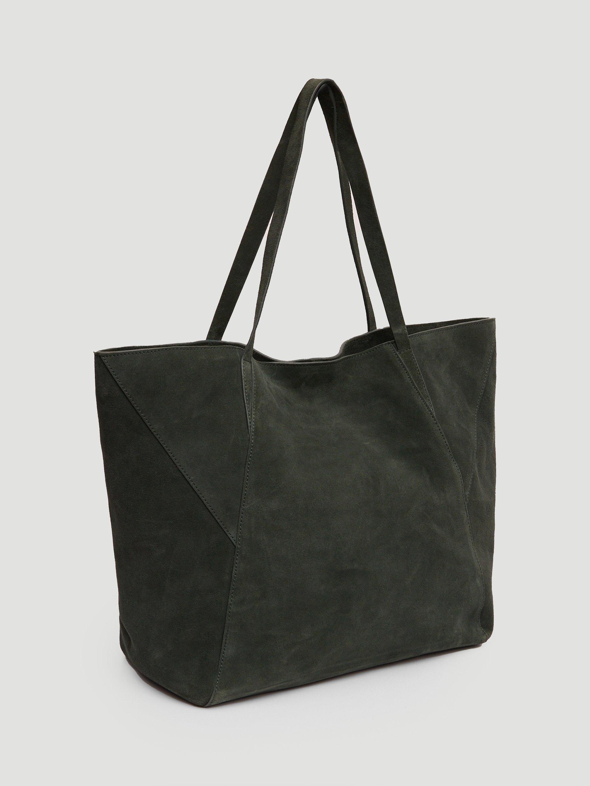 Product image 5 of 6, which shows HUSH Saffie Pure Suede Tote Bag, Green, One Size