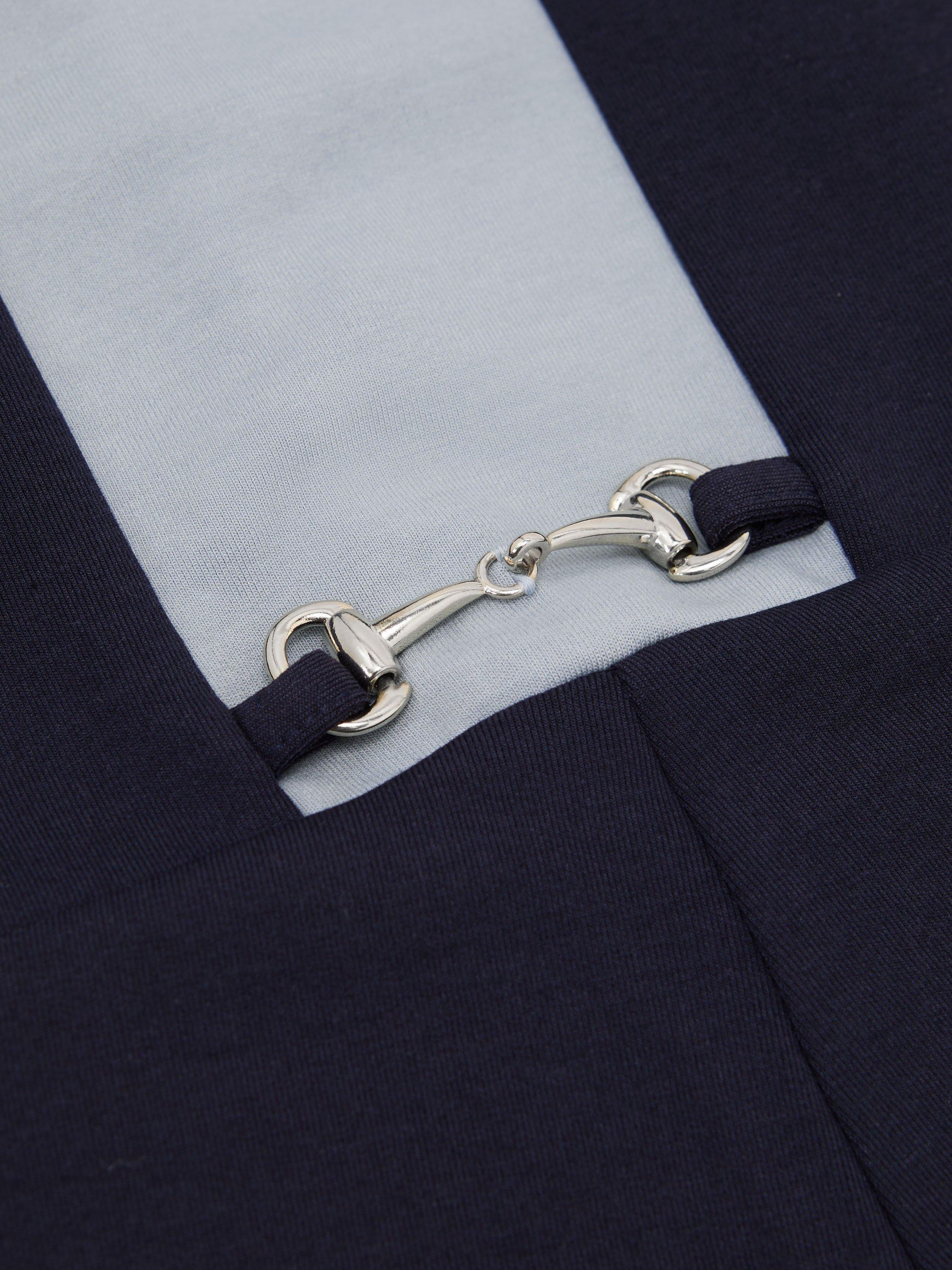 Product image 4 of 4, which shows Reiss Kids' Levi Premium Interlock Colour Block Button Dress, Navy, 3-4 years