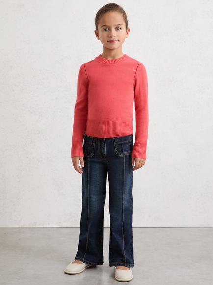 Reiss Kids' Anya Wool Blend Open Stitch Jumper, Coral, Coral