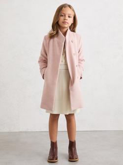 Reiss Kids' Wool Blend Funnel Neck Coat, Pink, Pink