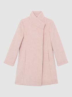 Reiss Kids' Wool Blend Funnel Neck Coat, Pink - view 2, Pink
