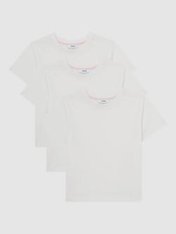 Reiss Kids' Belle Crew Neck Cotton T-Shirt, Pack of 3, White, White