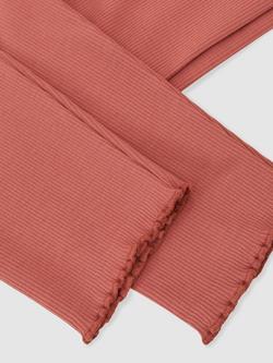 Reiss Kids' Brittany Stretch Cotton Lettuce Trim Ribbed Leggings, Rose - view 2, Rose