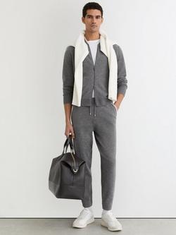 Reiss Clifford Wool Knit Bomber Jacket, Mid Grey, Mid Grey