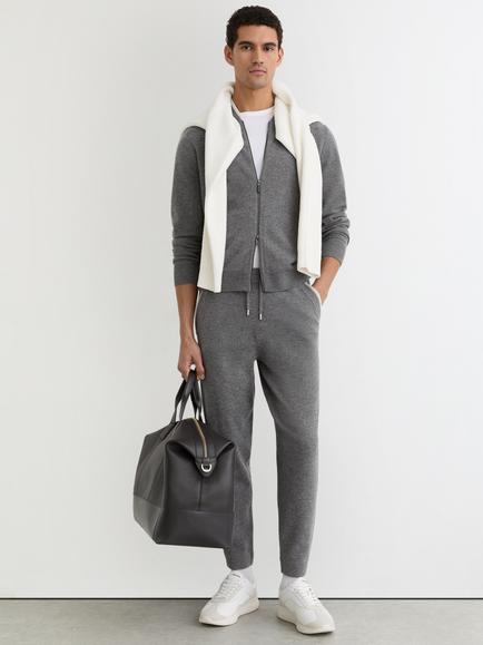 Reiss Clifford Wool Knit Bomber Jacket, Mid Grey, Mid Grey
