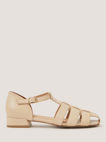 Monsoon Bobbi Leather Fisherman Sandals, Ivory, Ivory