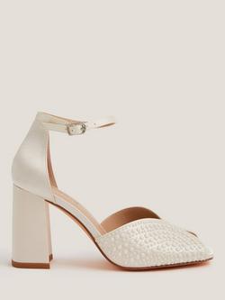 Monsoon Sena Pearl Block Heeled Sandals, Ivory, Ivory