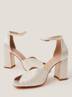 Monsoon Sena Pearl Block Heeled Sandals, Ivory - view 2, Ivory