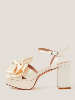 Monsoon Alana Satin Platform Heel Shoes, Ivory, Ivory