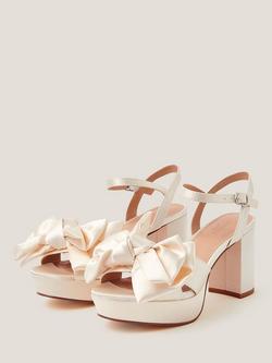 Monsoon Alana Satin Platform Heel Shoes, Ivory - view 2, Ivory