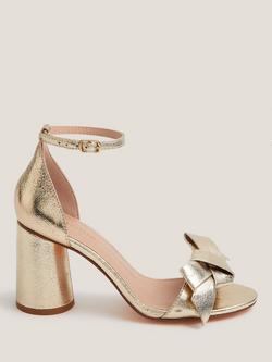 Monsoon Emer Bow Metallic Heeled Shoes, Gold, Gold