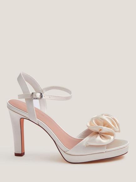 Monsoon Dulce Frill Platform Heel Shoes, Ivory, Ivory
