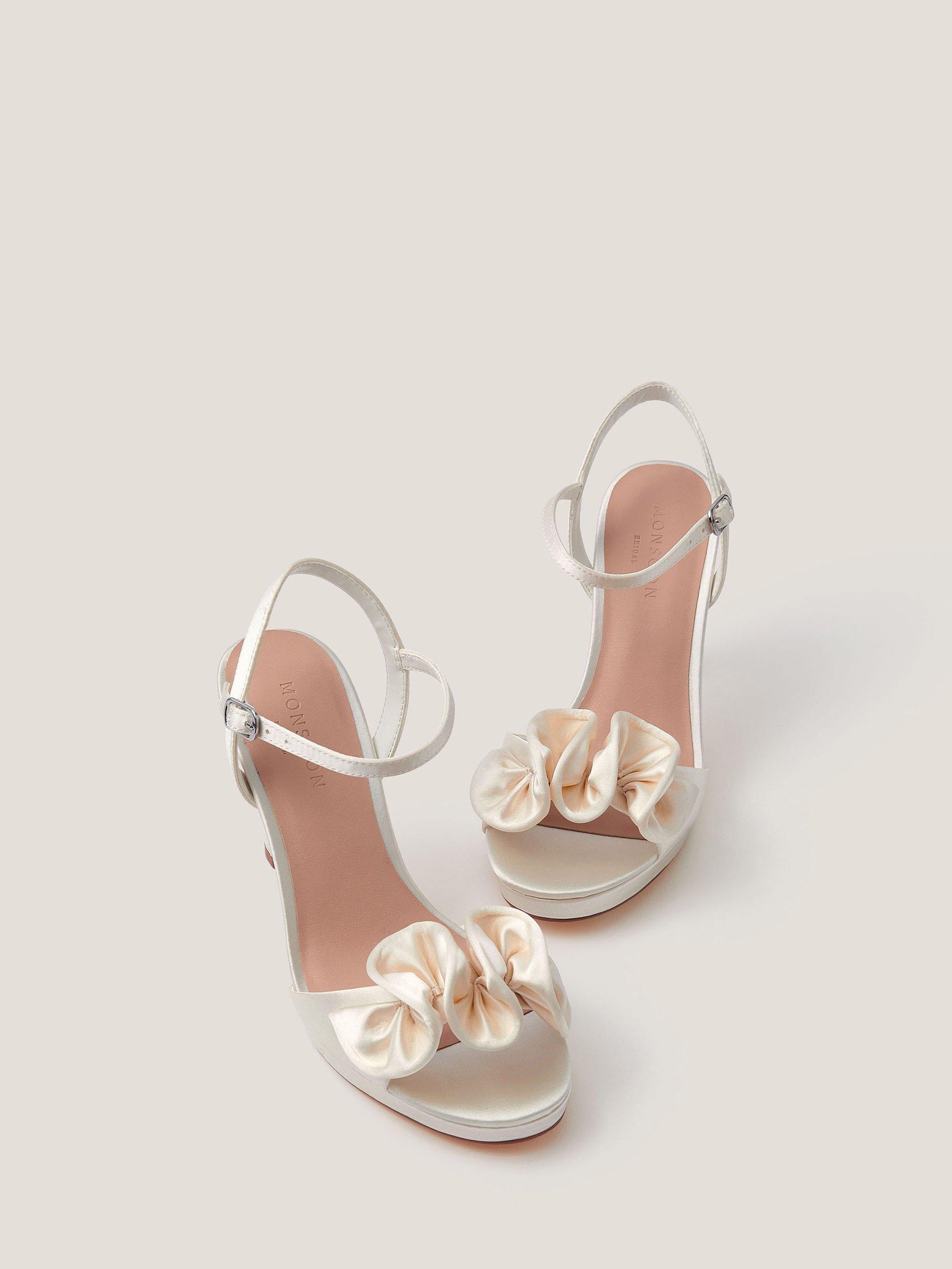 Product image 2 of 3, which shows Monsoon Dulce Frill Platform Heel Shoes, Ivory, 4