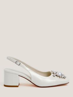 Monsoon Wynn Pearl Slingback Heeled Shoes, Ivory, Ivory