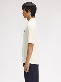 Fred Perry Cotton Tonal Verical Stripe Knitted Shirt, Ecru - view 2, Ecru