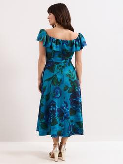 Phase Eight Brianne Floral Midi Dress, Blue - view 2, Blue