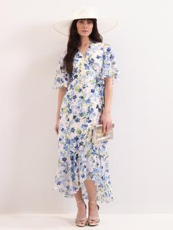 Phase Eight Petite Juliette Floral Shimmer Midi Dress, Cream, Cream