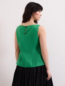Phase Eight Isabelle Pure Linen Top - view 2, Green