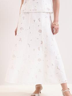 Phase Eight Marina Lace Midi Skirt, Ivory, Ivory