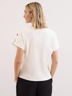 Phase Eight Malani Embroidered Floral T-Shirt, White - view 2, White