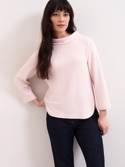 Phase Eight Solene Textured Long Sleeve Top, Pink, Pink