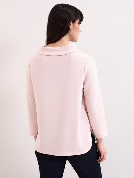 Phase Eight Solene Textured Long Sleeve Top, Pink - view 2, Pink