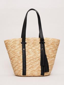 Phase Eight Contrast Strap Straw Shopper Bag, Neutral, Neutral