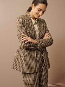 Brora Houndstooth Pure Wool Jacket, Biscuit, Biscuit