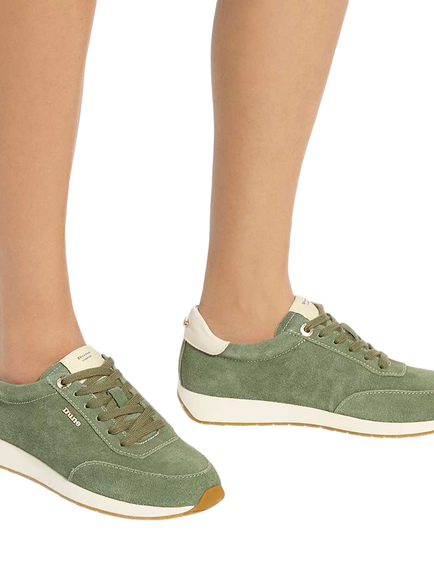Dune London Ettah Suede Lace Up Trainers - view 2, Sage