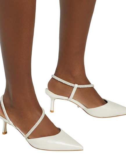 Dune London Ceremonial Leather Bridal Stiletto Heel Sandals, Ivory - view 2, Ivory