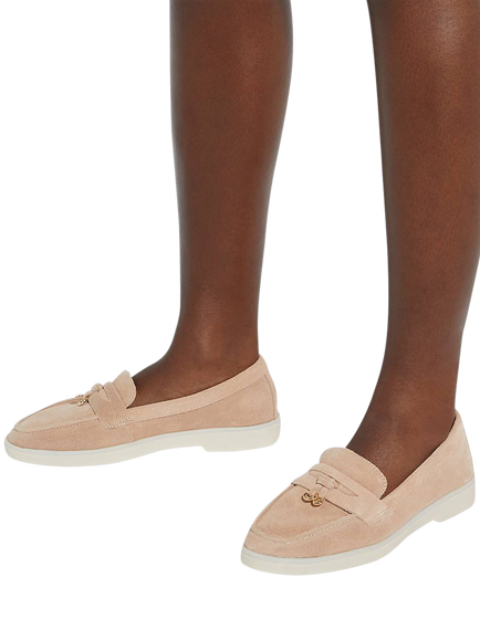 Dune London Wide Fit Grinning Suede Loafers - view 2, Blush