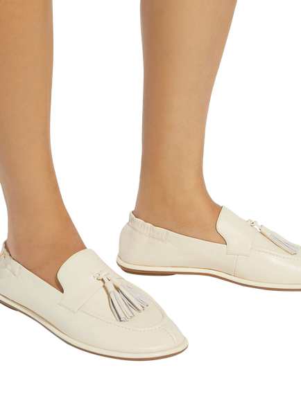 Dune London Grounding Tassel Leather Loafers, Ecru - view 2, Ecru