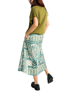 Benetton Longuette Floral Midi Skirt, Green - view 2, Green