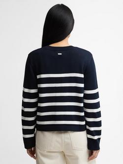 Barbour Fern Knitted Jumper, Navy/White - view 2, Navy/White
