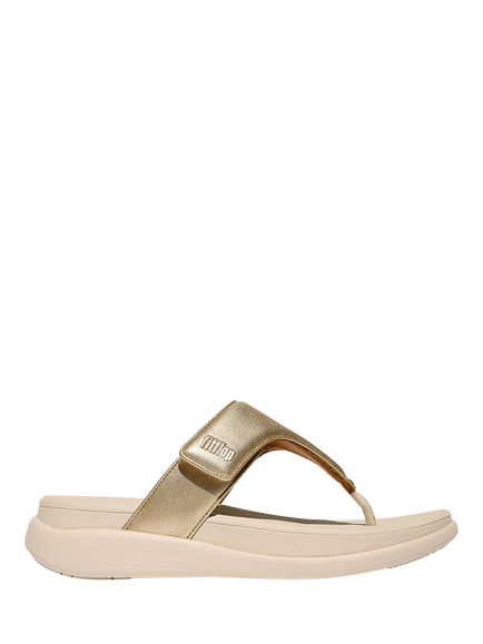 FitFlop F-Mode Go Adjustable Flatform Toe Post Sandals, Platino, Platino