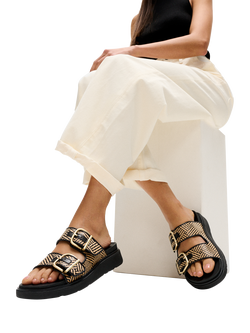 FitFlop Graphic Weave Buckle Strap Sandals, Black - view 2, Black