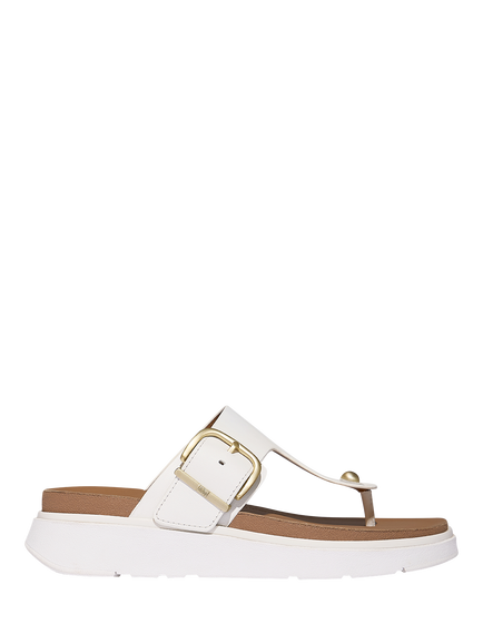 FitFlop Gen-FF Leather Buckle Toe Post Sandals, White, White