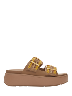 FitFlop Gen-FF Max Buckle Stripe Webbing Two Bar Slider Sandals, Turmeric/Classic Tan, Turmeric/Classic Tan