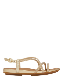 FitFlop Gracie Crystal Strappy Sandals, Platino, Platino