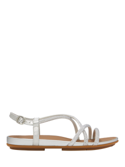 FitFlop Gracie Crystal Strappy Sandals, Silver, Silver