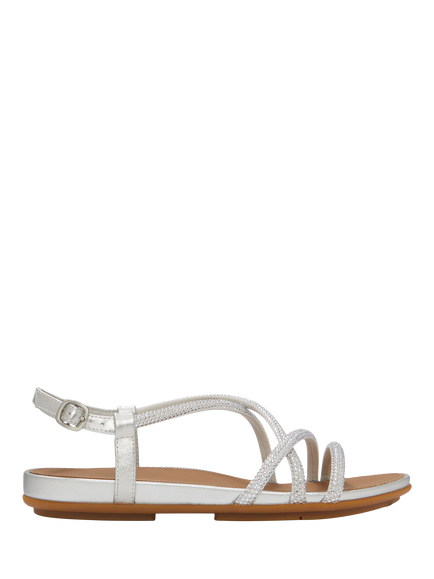 FitFlop Gracie Crystal Strappy Sandals, Silver, Silver