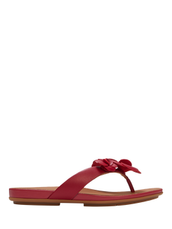 FitFlop Gracie Flower Leather Flip Flops, Burnt Berry, Burnt Berry