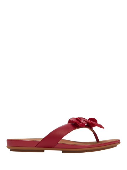 FitFlop Gracie Flower Leather Flip Flops, Burnt Berry, Burnt Berry