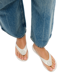 FitFlop iQushion Glossy Flip Flops - view 2, Cream