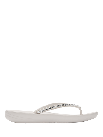 FitFlop IQushion Multi-Crystal Ergonomic Flip-Flops, White, White