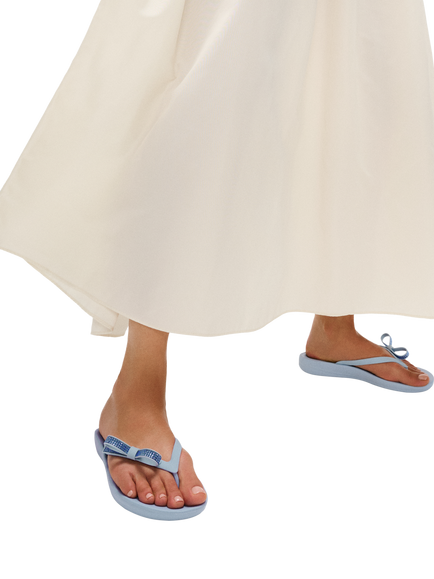 FitFlop iQushion Glitz Bow Flip Flops, Blue - view 2, Blue