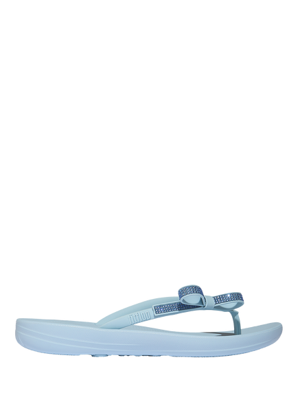 FitFlop iQushion Glitz Bow Flip Flops, Cloudy Blue, Cloudy Blue
