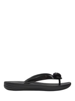 FitFlop iQushion Glossy Flip Flops, Black